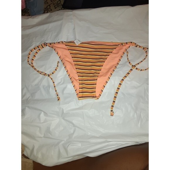 Aerie Orange Striped Medium  Bikini Bottom - Picture 4 of 6